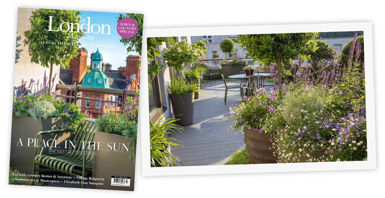 The London Magazine cover featuring Maitanne's Mayfair Roof Terrace Design