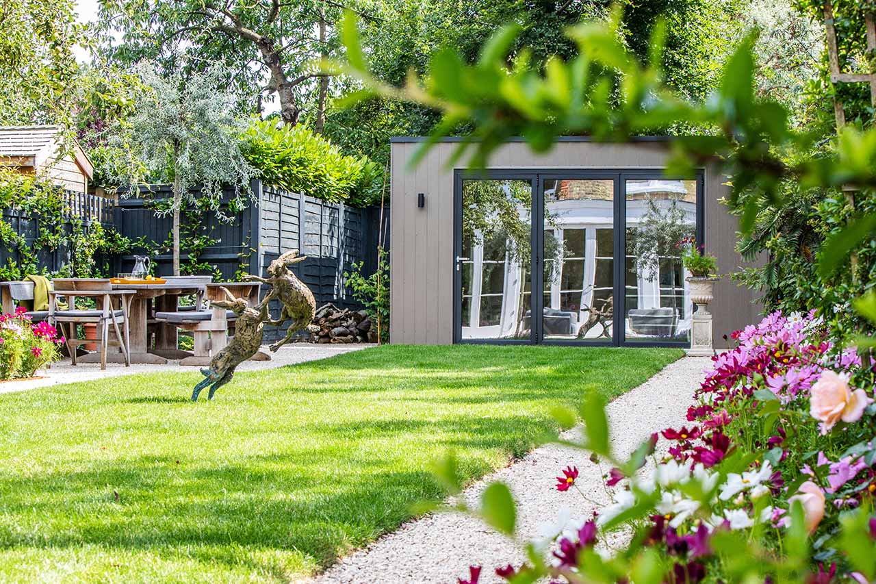 Putney Family Garden lawn and state-of-the-art bespoke home office